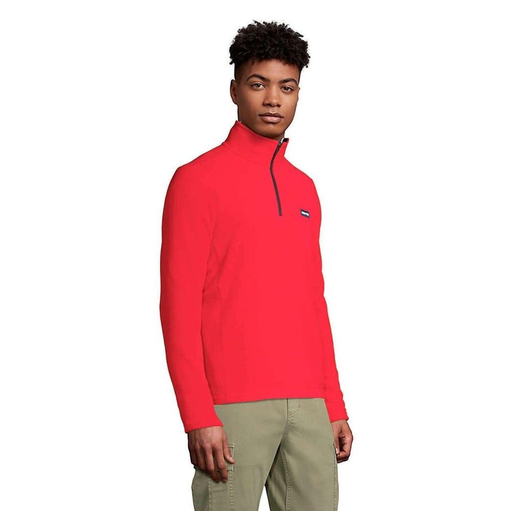 Lands’ End Men's Quarter Zip Fleece Jacket - 2XLT - Red - New